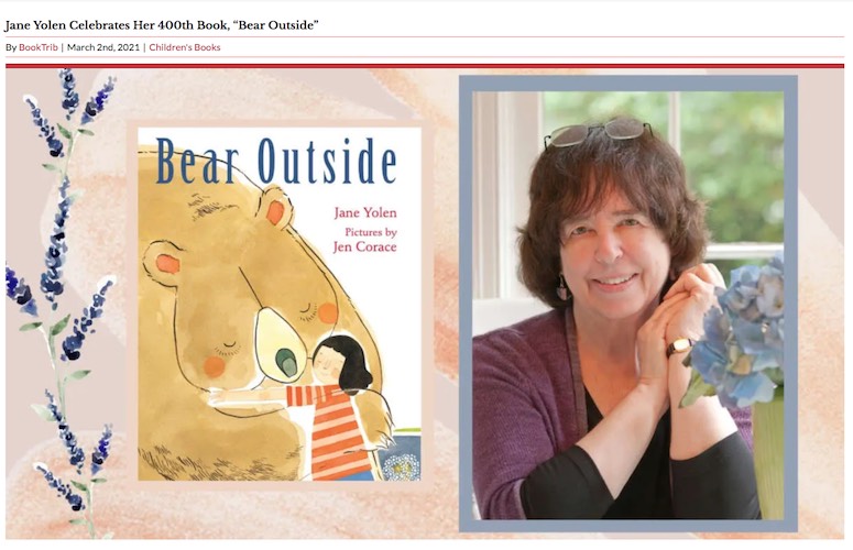 Clipping from online magazine article with headline Jane Yolen celebrates her 400th book